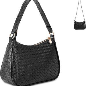 Woven Shoulder Bag for Women Gifts Detachable Strap Vegan Leather Hobo Handbag P